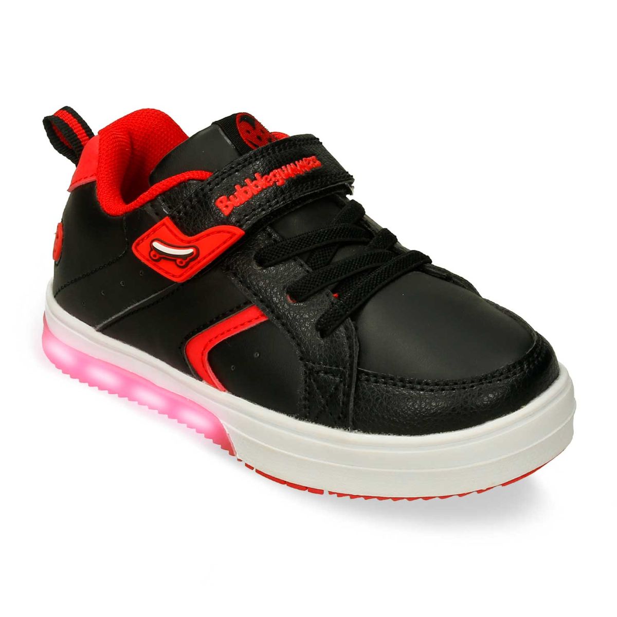 Tenis Casuales Negro-Rojo Bubblegummers Pean Niño