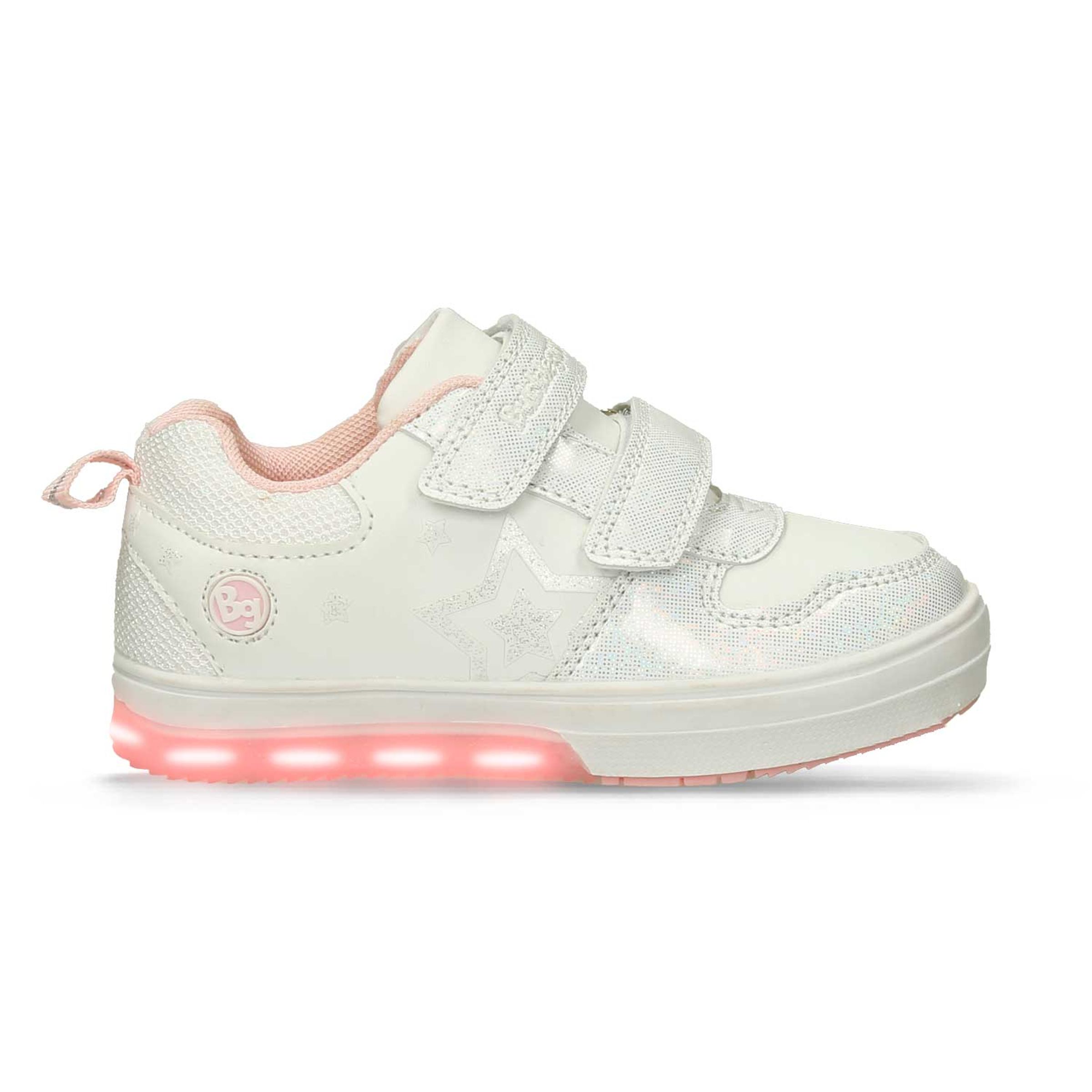 Tenis Casuales Blanco-Palo De Rosa Bubblegummers Prima Niña